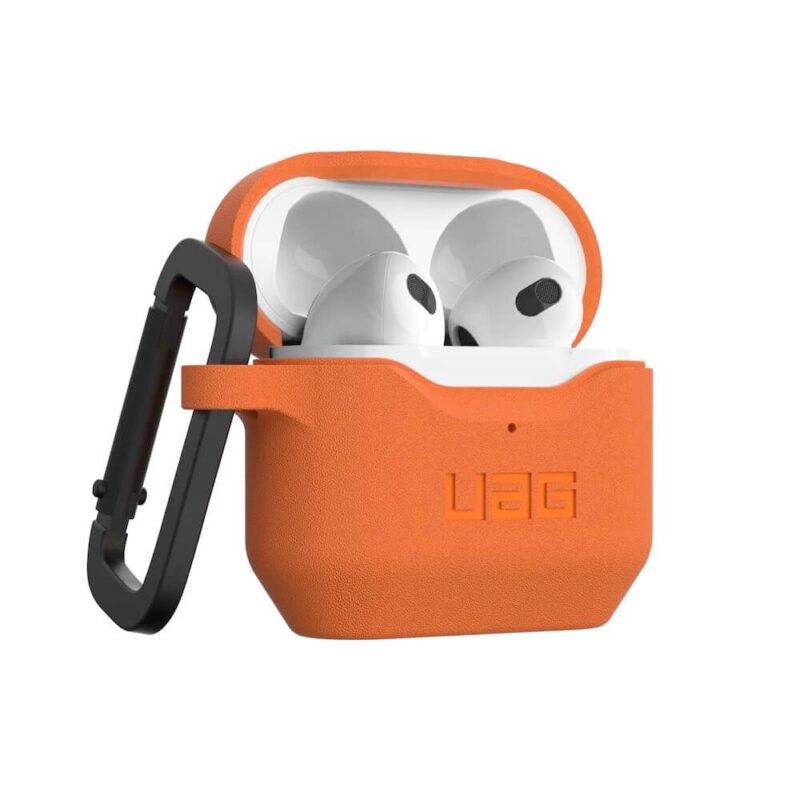 Предпазители Urban Armor Gear Standard Issue Silicone Case 001, за Apple Airpods 3, удароустойчив, с карабинер, оранжев Намаления и отстъпки ЧеренПетък 3