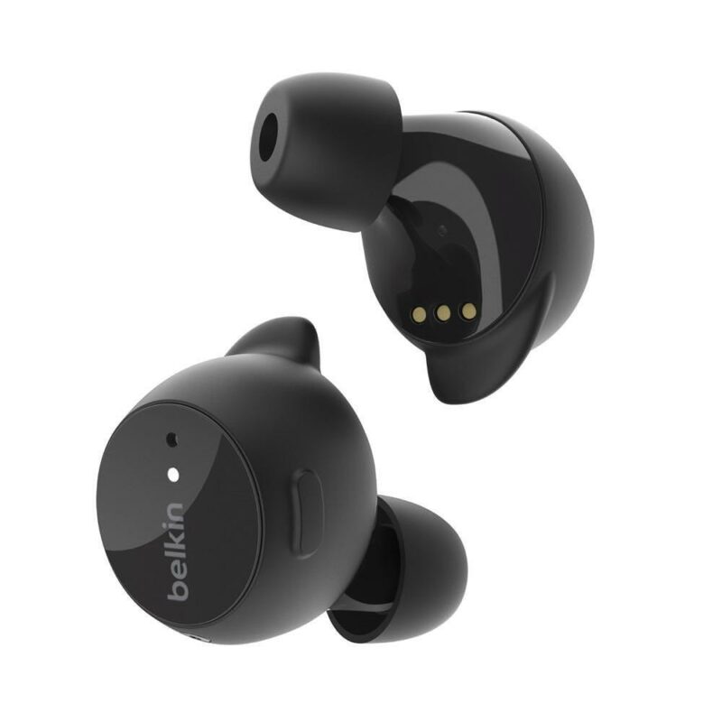 Слушалки Belkin Soundform Immerse, безжични, Bluetooth, микрофон, тип „тапи“, 12mm драйвери, до 7 часа време на работа, IPX5, активно шумопотискане, черни Намаления и отстъпки ЧеренПетък 3