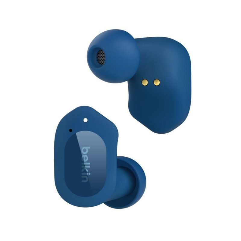Слушалки Belkin Soundform Play, безжични, Bluetooth, микрофон, тип „тапи“, до 8 часа време на работа, IPX5, сини Намаления и отстъпки ЧеренПетък 3