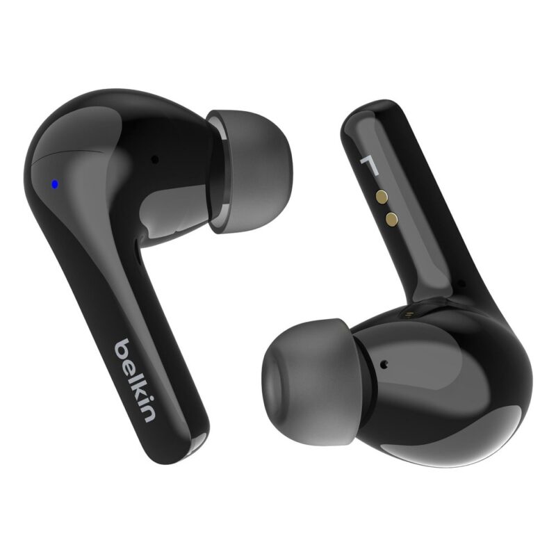 Слушалки Belkin SoundForm Motion, безжични, микрофон, Bluetooth, IPX5 водоустойчивост, шумопотискащи, до 9 часа време на работа, безжично зареждане, черни Намаления и отстъпки ЧеренПетък 3