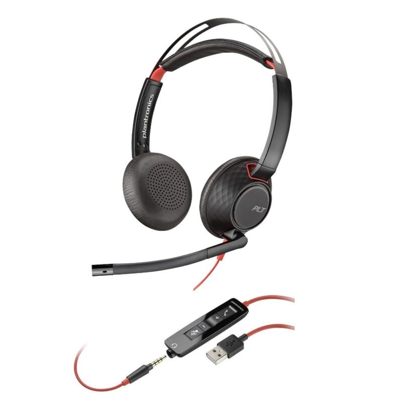 Plantronics Blackwite C5220 USB Type-A и 3,5 мм жак са ергономично проектирани слушалки за продължителни сесии в най-натоварените офис среди. Изключително комфортни и издръжливи. Лесни за използване, слушалките се свързват чрез USB или 3.5 мм жак. Вграденото дистанционно управление дава ... / / Слушалки Plantronics Blackwire C5220 Stereo Type-A (207576-201), шумопотискащ микрофон, USB Type A, AUX 3.5 mm, Sound Guard функция, Dynamic EQ - автоматична настройка на звука, черни