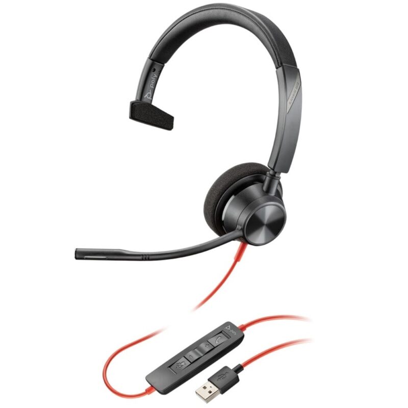 Слушалки Plantronics Blackwire 3310 USB-A (212703-01), моно слушалка, USB Type A, шумопотискащ микрофон, технология SoundGuard, сертифицирани за Microsoft Teams, черни Намаления и отстъпки ЧеренПетък 3