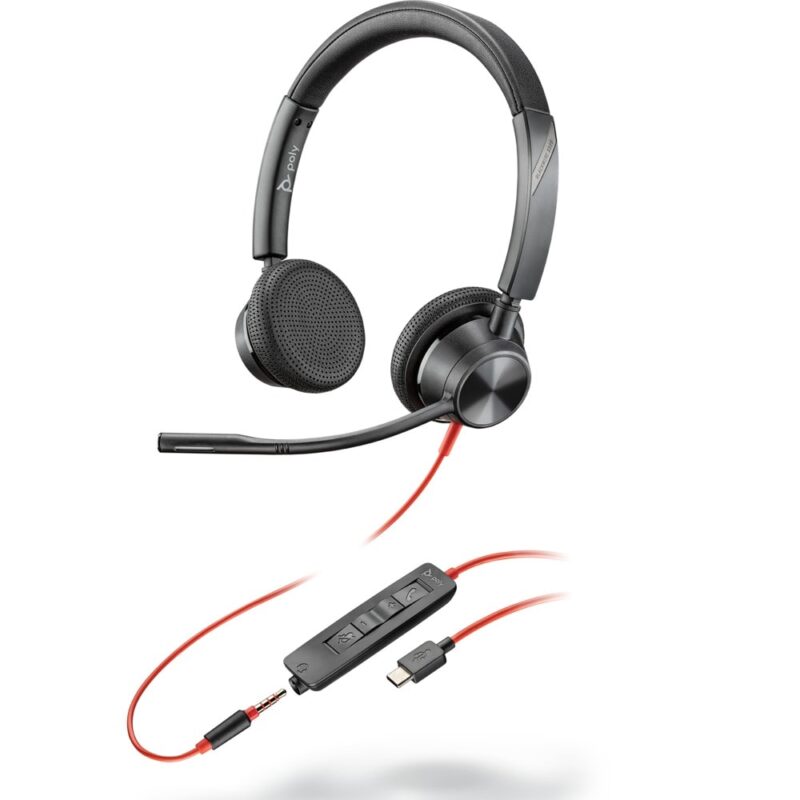 Слушалки Plantronics Blackwire 3325 USB-C BW3325-M (214017-01), USB Type C, AUX, шумопотискащ микрофон, гъвкаво рамо, технология SoundGuard, сертифицирани за Microsoft Teams, черни Намаления и отстъпки ЧеренПетък 3
