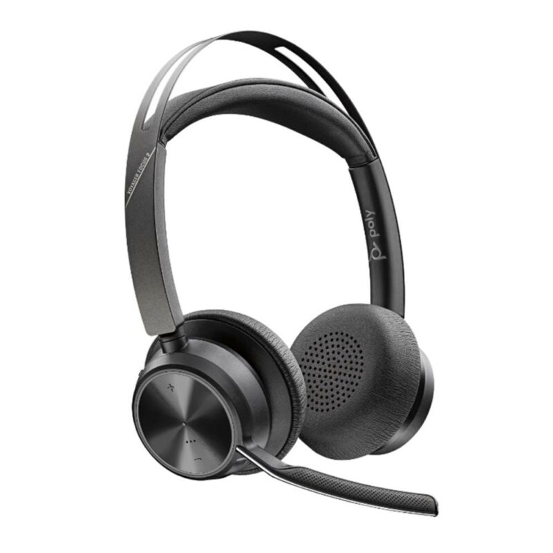 Слушалки Poly Voyager Focus 2, безжични, микрофон, Bluetooth, време на работа до 40 часа, черни Намаления и отстъпки ЧеренПетък 3