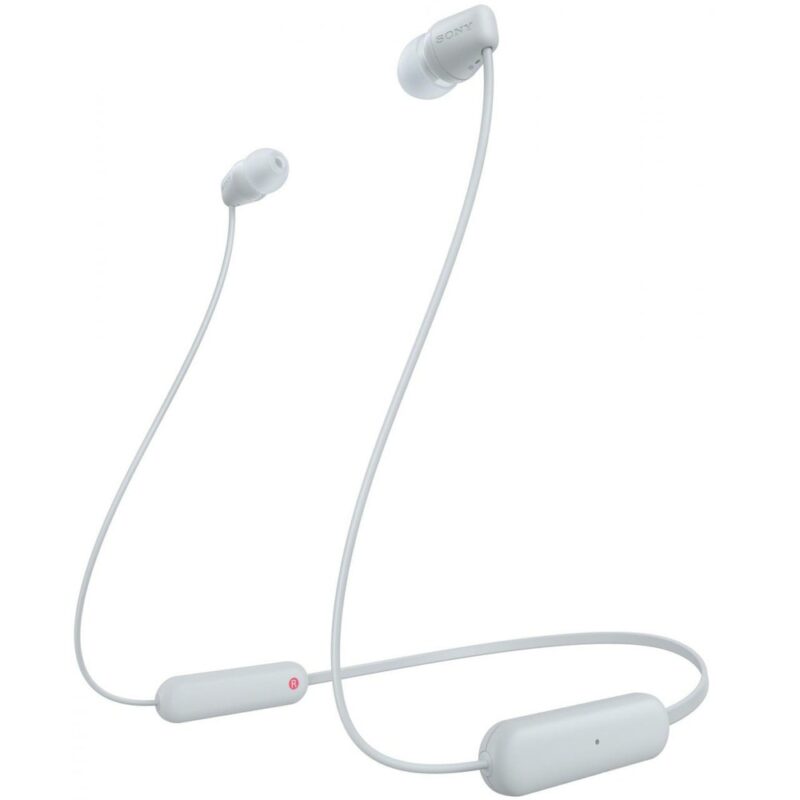 Слушалки Sony WI-C100W, безжични, Bluetooth, микрофон, до 15 часа време на работа, тип „тапи“, бели Намаления и отстъпки ЧеренПетък 3