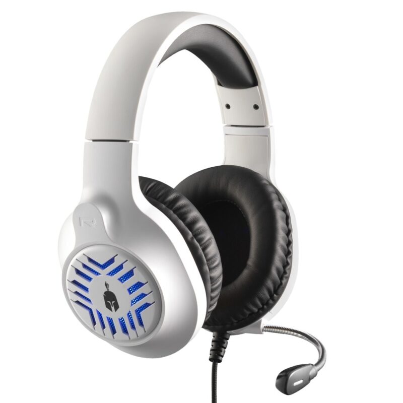Слушалки Spartan Gear Medusa Black-White, микрофон, AUX, USB, гейминг, 50mm размер на говорителите, LED подсветка със син цвят, черно-бели Намаления и отстъпки ЧеренПетък 3