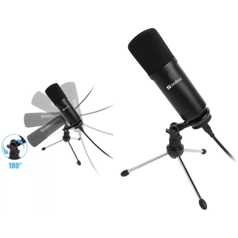 Микрофон Sandberg Streamer USB Desk Microphone, черен Намаления и отстъпки ЧеренПетък 3