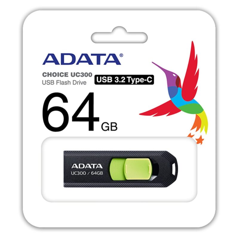 Памет 64GB USB Flash Drive, A-Data UC300, USB 3.2 Gen 1 Type-C, черно-зелена Намаления и отстъпки ЧеренПетък 3
