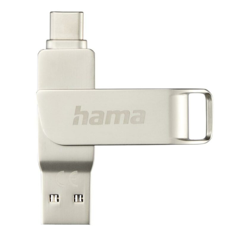 Памет 256GB USB Flash Drive, Hama C-Rotate Pro, USB 3.1 Type-A/C, сребриста Намаления и отстъпки ЧеренПетък 3