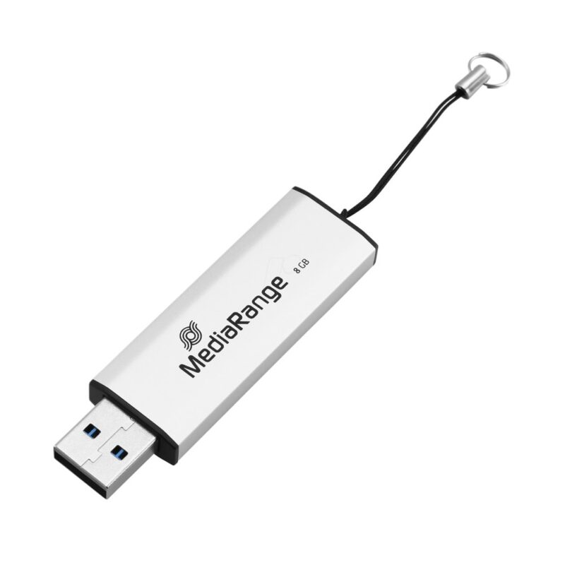 Памет 8GB USB Flash Drive, MediaRange MR914, USB 3.0, сребриста Намаления и отстъпки ЧеренПетък 3