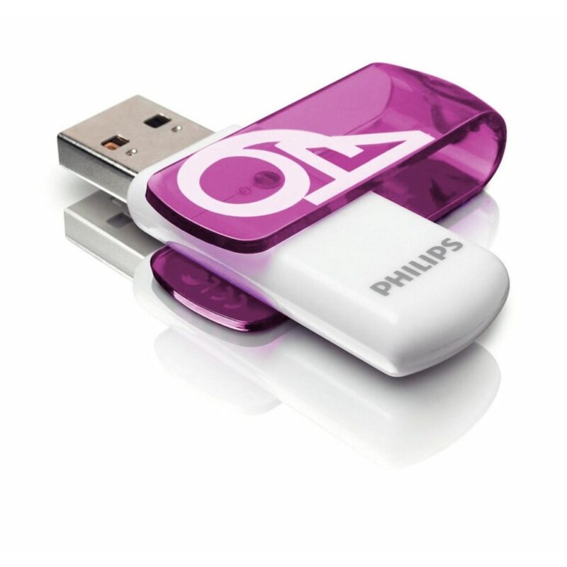 Памет 64GB USB Flash Drive, Philips FM64FD05B/00, USB 2.0, лилаво-бяла Намаления и отстъпки ЧеренПетък 3