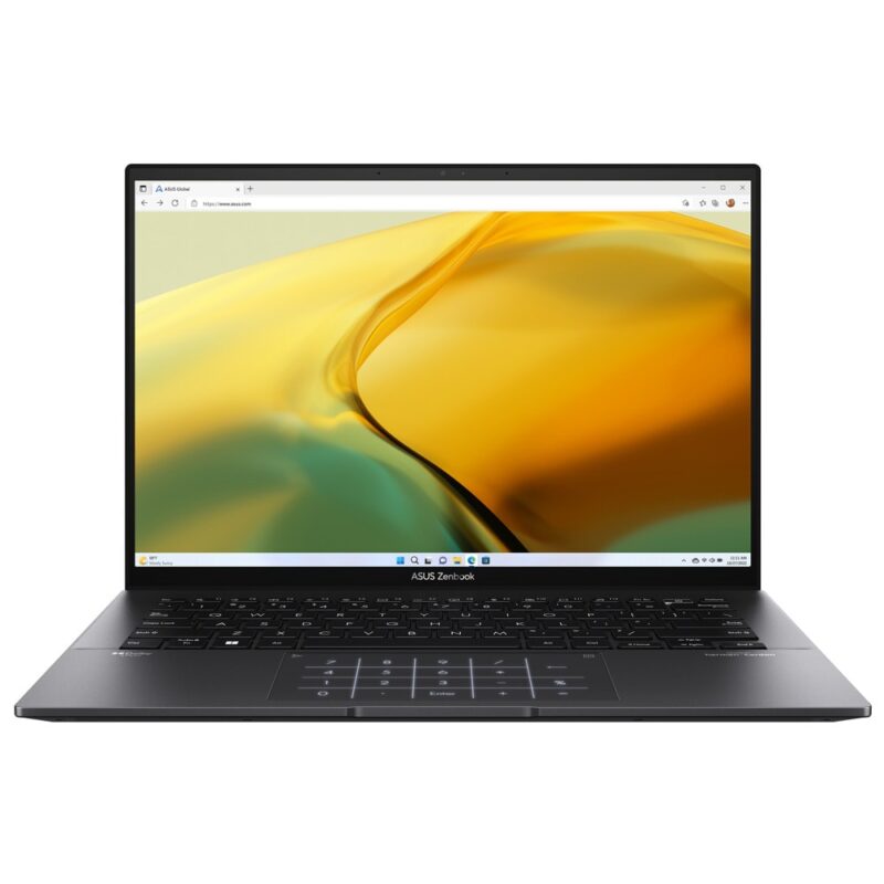Лаптоп Asus Zenbook 14 UM3402YAR-KP511W (90NB0W95-M00XU0), шестядрен AMD Ryzen 5 7530U 2.0/4.5GHz, 14″ (35.56cm) WQXGA Anti-Glare дисплей, (HDMI), 8GB LPDDR4X, 512GB SSD NVMe, 2x USB 3.2 Gen 2 Type-C, Windows 11 Home, 1.35kg Намаления и отстъпки ЧеренПетък 3