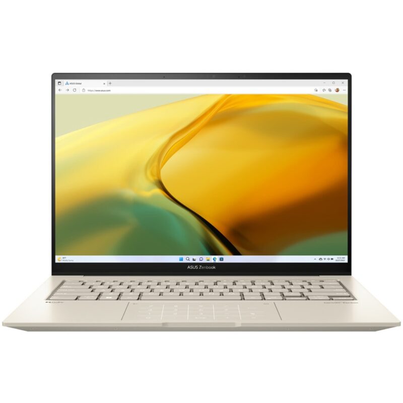 Лаптоп Asus Zenbook 14 OLED UX3404-M041X (90NB1086-M00F60)(бежов), четиринадесетядрен Intel Core i9-13900H 2.6/5.4GHz, 14.5″ (36.83cm) 2.8K OLED 120Hz Touch дисплей, (HDMI), 32GB LPDDR5, 1TB SSD NVMe, 2x … Намаления и отстъпки ЧеренПетък 3