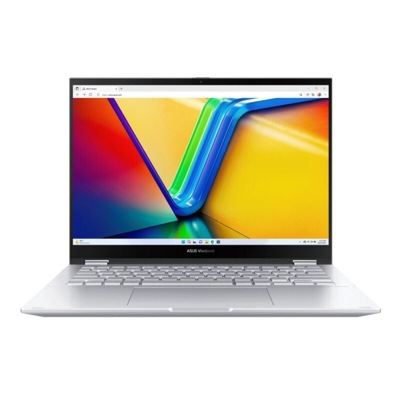 Лаптоп Asus Vivobook S 14 Flip OLED TP3402VA-KN931X (90NB10W2-M006V0)(сребрист), четиринадесетядрен Intel Core i9-13900H 2.6/5.4GHz, 14″ (35.56cm) 2.8K OLED 90Hz Touch дисплей, (HDMI), 16GB DDR4, 1TB SSD NVM … Намаления и отстъпки ЧеренПетък 3