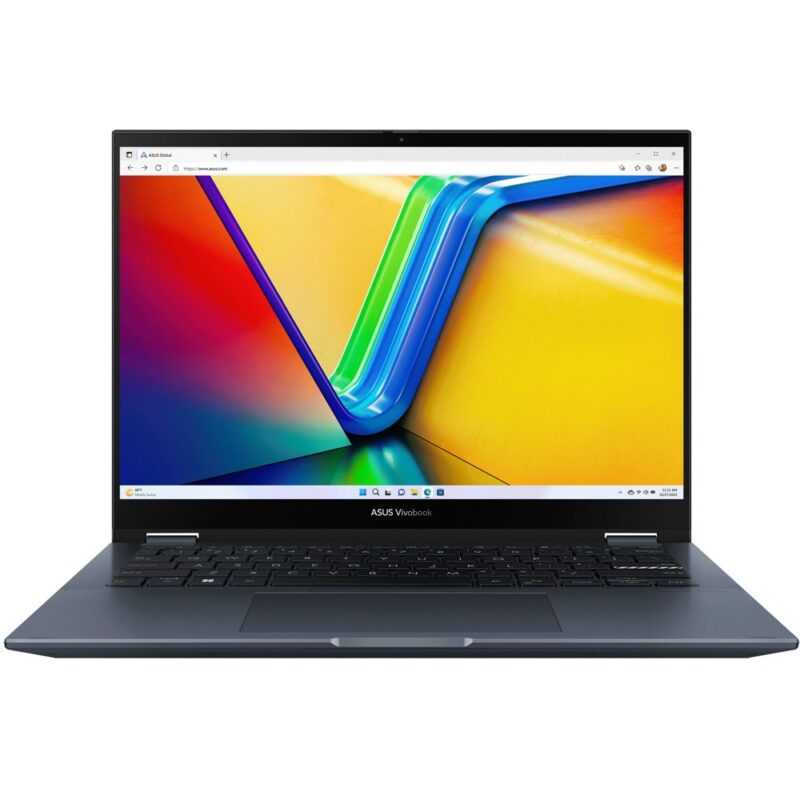Лаптоп Asus Vivobook S14 Flip TN3402YA-LZ127W (90NB1111-M00AB0)(син), шестядрен AMD Ryzen 5 7530U 2.0/4.5GHz, 14″ (35.56cm) WUXGA IPS Glare Touch дисплей, (HDMI), 16GB DDR4, 512GB SSD NVMe, 1x USB 3.2 Gen 2 Type-C, Windows 11 … Намаления и отстъпки ЧеренПетък 3
