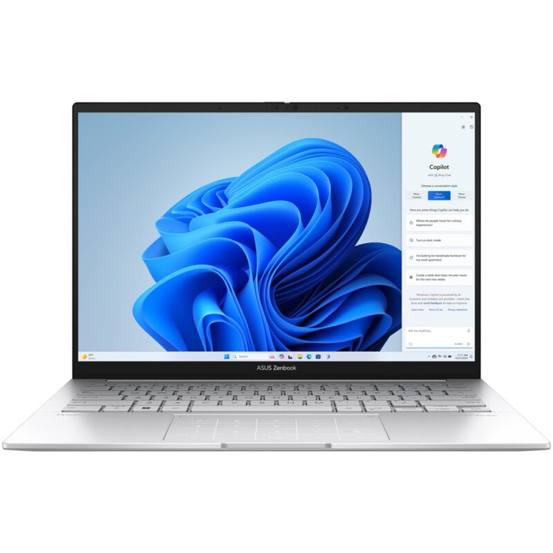 Лаптоп Asus Zenbook 14 UX3405MA-QD436W (90NB11R2-M00Y20)(сребрист), четиринадесетядрен Intel Core Ultra 5 125H 1.2/4.5GHz, 14″ (35.56cm) OLED FHD Glare дисплей, (HDMI), 16GB LPDDR5X, 512GB SSD NVMe, 2x … Намаления и отстъпки ЧеренПетък 3