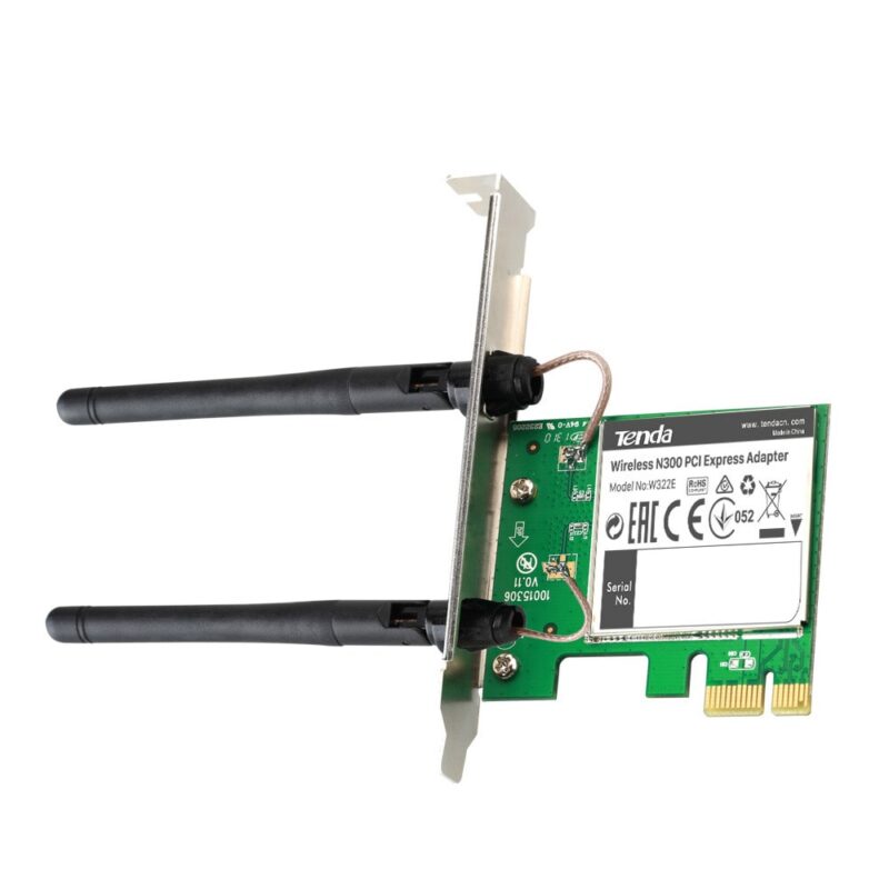Мрежови адаптер Tenda W322E, 300 Mbps, Wireless N, PCIe 1x, 2 външни антени Намаления и отстъпки ЧеренПетък 3