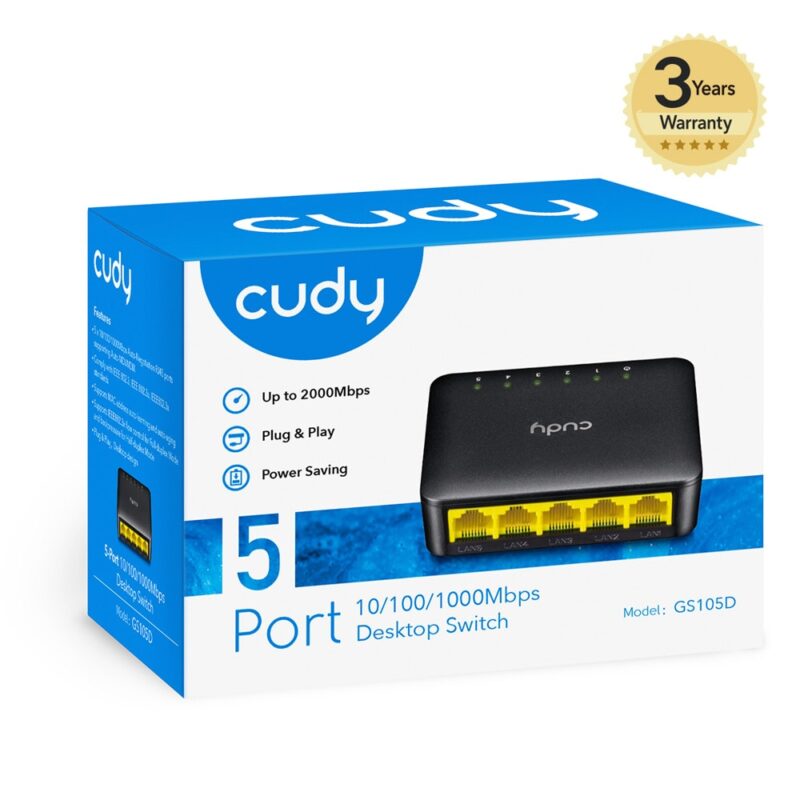 Суич Cudy GS105D, 5 порта, 1000Mbps, 5x 10/100/1000Mbps Намаления и отстъпки ЧеренПетък 3