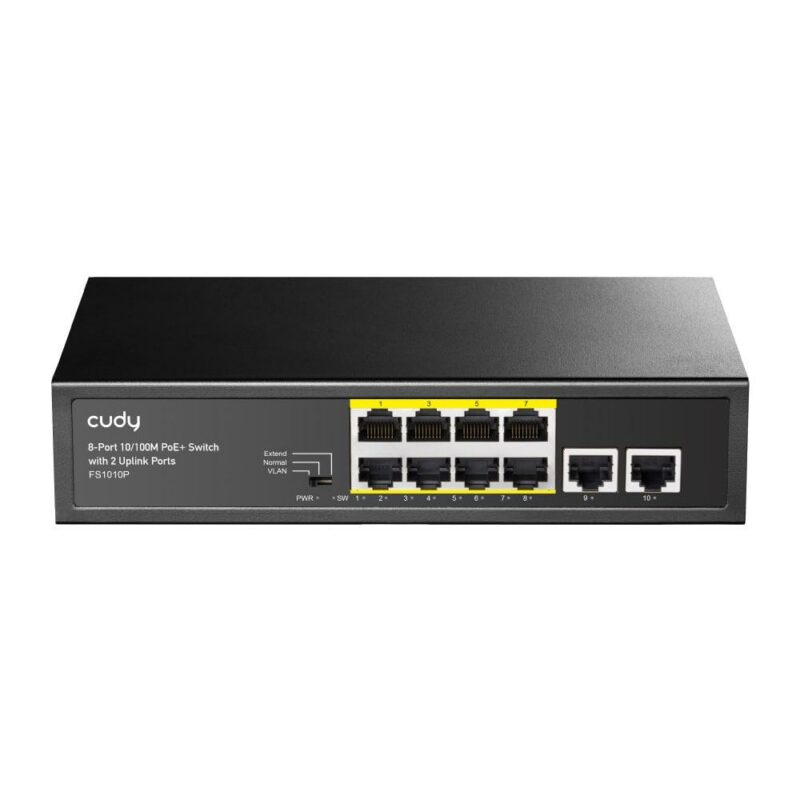 Суич Cudy FS1010P, 8 порта, 100Mbps, 8x 10/100 Mbps PoE, 2x Uplink Намаления и отстъпки ЧеренПетък 3