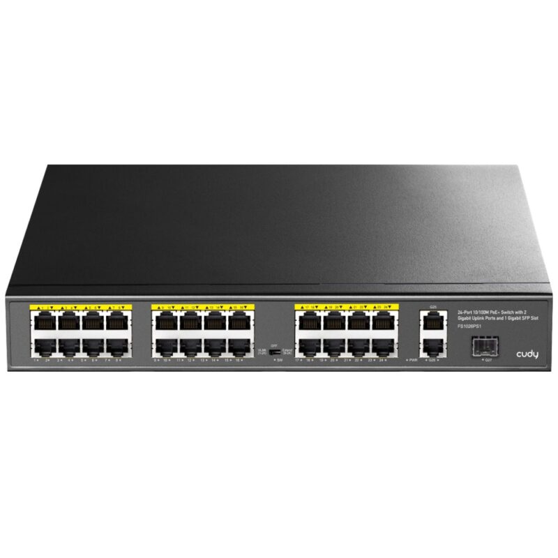 Суич Cudy FS1026PS1, 1000Mbps, 26 порта, 24x 10/100/1000Mbps PoE, 2x 100/1000Mbps Uplink, 1x SFP Намаления и отстъпки ЧеренПетък 3