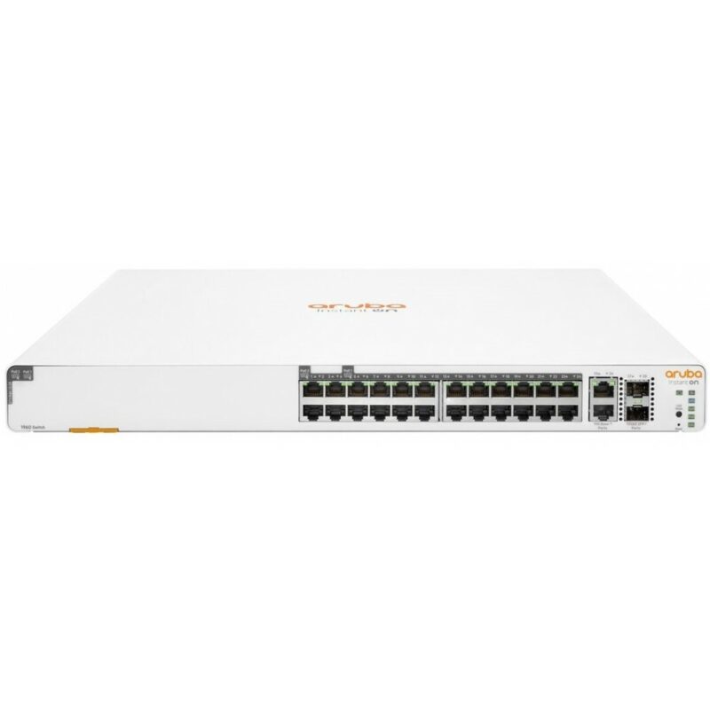 Суич HPE Aruba Instant On 1960 JL807A, 10000 Mbps, 28 порта, 24x 10/100/1000Mbps RJ45 PoE, 2x SFP+ 10GbE, 2x 10Gbps Base-T Намаления и отстъпки ЧеренПетък 3