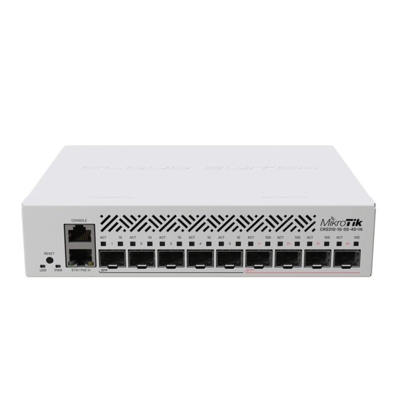 Суич MikroTik CRS310-1G-5S-4S+IN, 10x порта, 10000 Mbps, 1x 10/100/1000 Mbps, 5x SFP, 4x SFP+ 10G Намаления и отстъпки ЧеренПетък 3