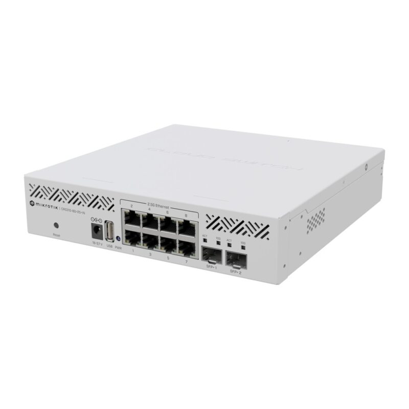 Суич MikroTik CRS310-8G+2S+IN, 10000 Mbps, 10x порта, 8x 10/100/1000/2500 Mbps, 2x SFP+ 10 Gbps, 1x USB Намаления и отстъпки ЧеренПетък 3