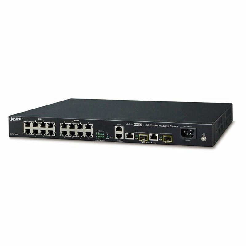 Суич Planet VC-820M, 20 порта, 2x 10/100/1000 Mbps RJ45, 2x 10/100/1000 Mbps SFP, 8x VDSL2 RJ11, 8x POTS RJ11 Намаления и отстъпки ЧеренПетък 3