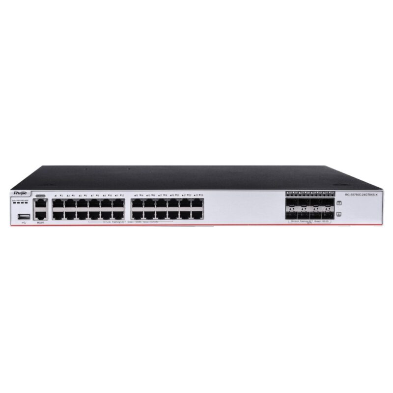 Суич Ruijie RG-S5760C-24GT8XS-X, 32 порта, 24x 10/100/1000Mbps, 8x SFP+ 100/1000/10000Mbps Намаления и отстъпки ЧеренПетък 3