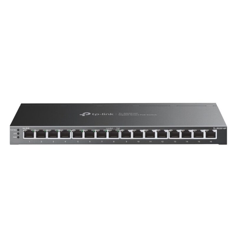 Суич TP-Link JetStream TL-SG2016P, 16 порта, 16x 10/100/1000Mbps RJ45, 8x PoE Намаления и отстъпки ЧеренПетък 3