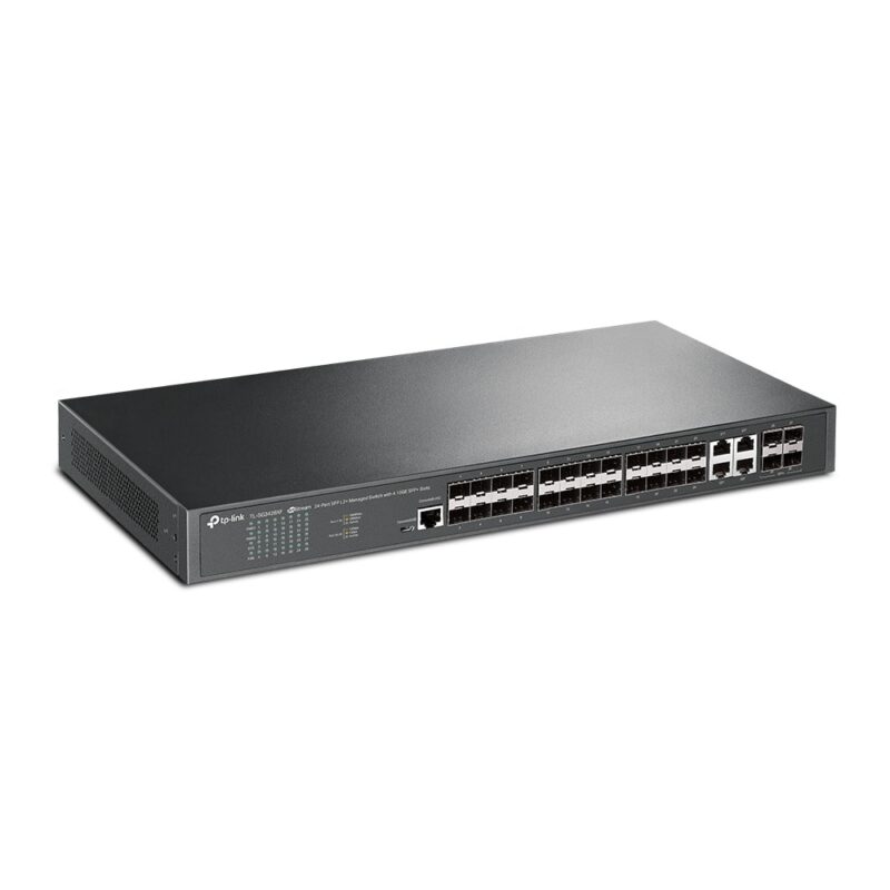 Суич TP-Link JetStream TL-SG3428XF, 1000Mbps, 28 порта, 20x 10/100/1000 Mbps SFP, 4x 10/100/1000 Mbps SFP/RJ45, 4x 100/1000/10000 Mbps SFP+ Намаления и отстъпки ЧеренПетък 3