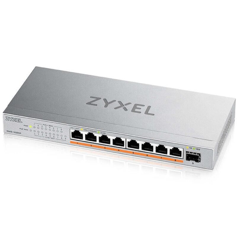 Суич ZyXEL XMG-108HP, 2500Mbps, 9 порта, 8x 10/100/1000/2500 Mbps (8x PoE++), 1x SFP+ 10Gbps Намаления и отстъпки ЧеренПетък 3