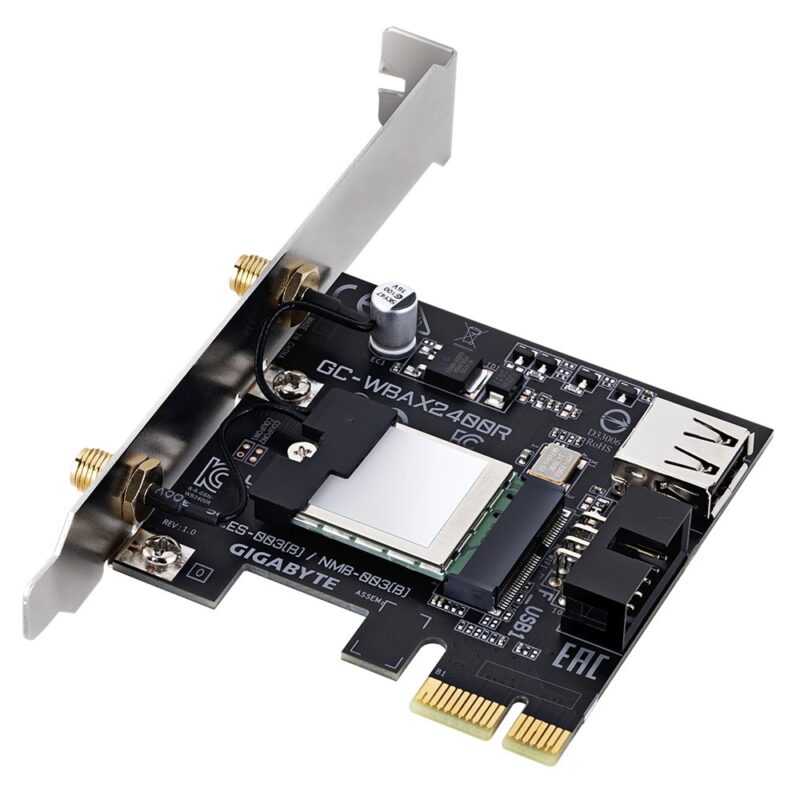 Мрежови адаптер Gigabyte GC-WBAX2400R, 2400Mbps, Wireless AX, 2.4GHz/5GHz/6GHz, PCIe x1, Wi-Fi 6, Bluetooth 5.3 Намаления и отстъпки ЧеренПетък 3