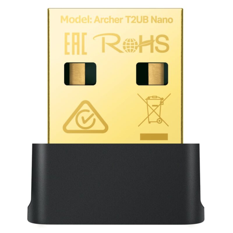 Мрежови адаптер TP-LINK Archer T2UB Nano, 600 Mbps, 2.4GHz(200 Mbps)/5GHz(433 Mbps), Wireless-AC, Bluetooth 4.2, USB Намаления и отстъпки ЧеренПетък 2