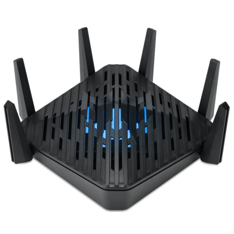 Рутер Acer Predator Connect W6D, 6000Mbps, 2.4GHz/5GHz, Wireless AX, 4x 100/1000Mbps LAN, 1x 100/1000/2500Mbps, 4x външми антени, USB, eMMC слот, четириядрен 2GHz процесор Намаления и отстъпки ЧеренПетък 3