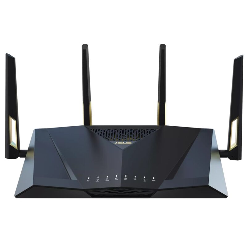 Рутер ASUS RT-AX88U Pro, 6000Mbps, 2.4GHz (1148 Mbps)/5GHz (4804 Mbps), Wireless AX, 1x WAN 2.5 Gigabits, 1x LAN 2.5 Gigabits, 4x LAN Gigabits, 4 външни антени Намаления и отстъпки ЧеренПетък 3