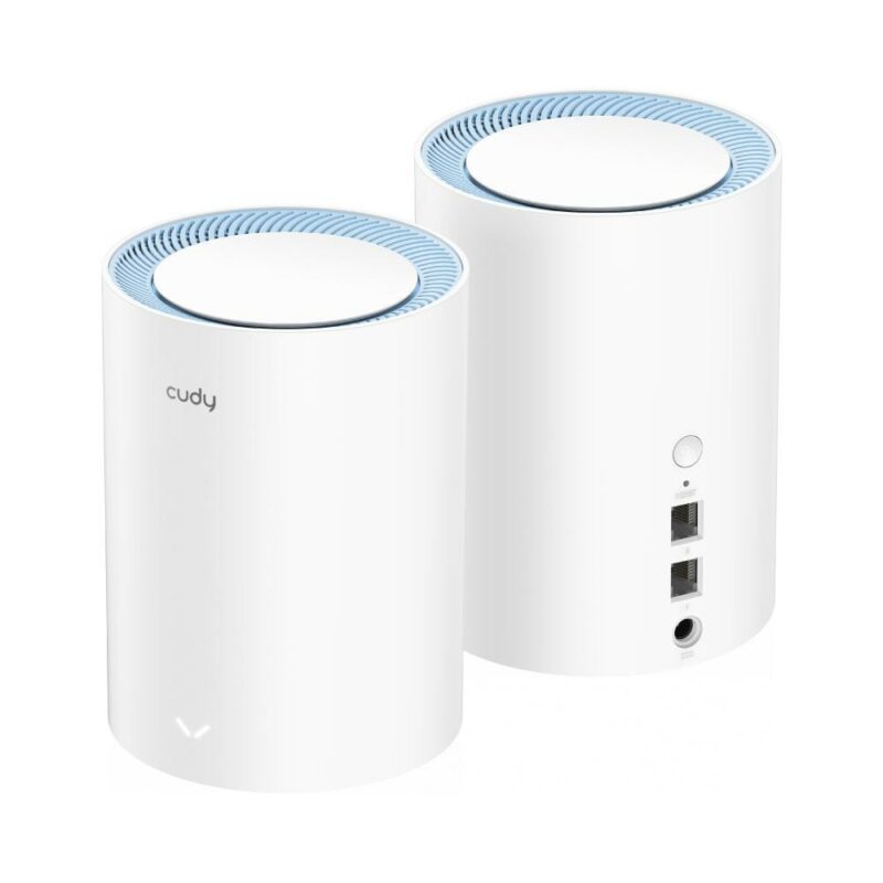 Мрежеста система Cudy M1200 2-pack, 1200Mbps, 2.4GHz (300Mbps) + 5GHz(867Mbps), Wireless AC, 1x LAN 10/100, 1x WAN 10/100, 2x вътрешни антени, 2 бр. Намаления и отстъпки ЧеренПетък 3