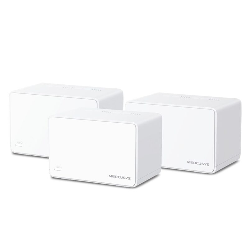 Безжична Wi-Fi система Mercusys Halo H80X, 3000Mbps, 2.4GHz(574Mbps)/5GHz(2402Mbps), Wireless AX, 3x WAN/LAN Gigabit, 2бр. Намаления и отстъпки ЧеренПетък 3