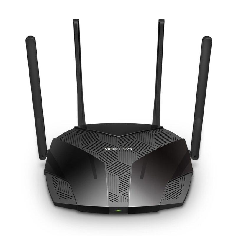 Рутер Mercusys MR80X, 3000Mbps, 2.4GHz(574Mbps)/5GHz(2402Mbps), Wireless AX, 3x LAN 1000, 1x WAN 1000, 4x външни антени Намаления и отстъпки ЧеренПетък 3