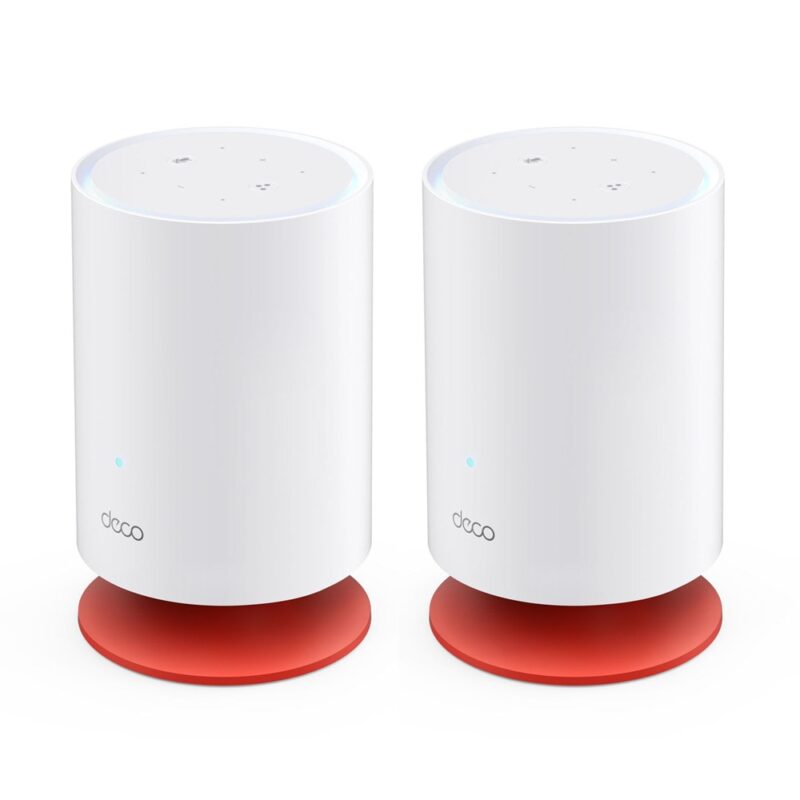 Безжична Wi-fi система TP-Link Deco Voice X20 (2-pack), 1800Mbps, 2.4GHz (574Mbps), 5GHz (1201Mbps), Wireless AX, 1x LAN 10/100/1000bps, 1x WAN 10/100/1000bps, 2 вътрешни антени Намаления и отстъпки ЧеренПетък 3