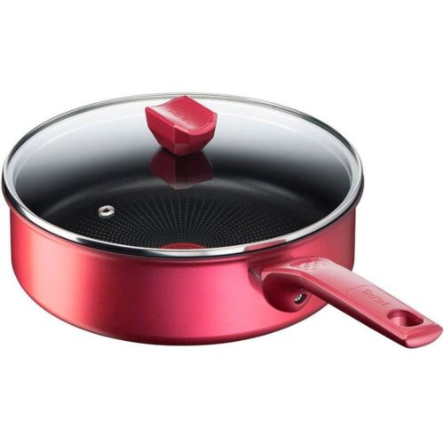 Тиган Tefal G2733272, алуминий, незалепращо покритие, диаметър 24 см, капак, червен