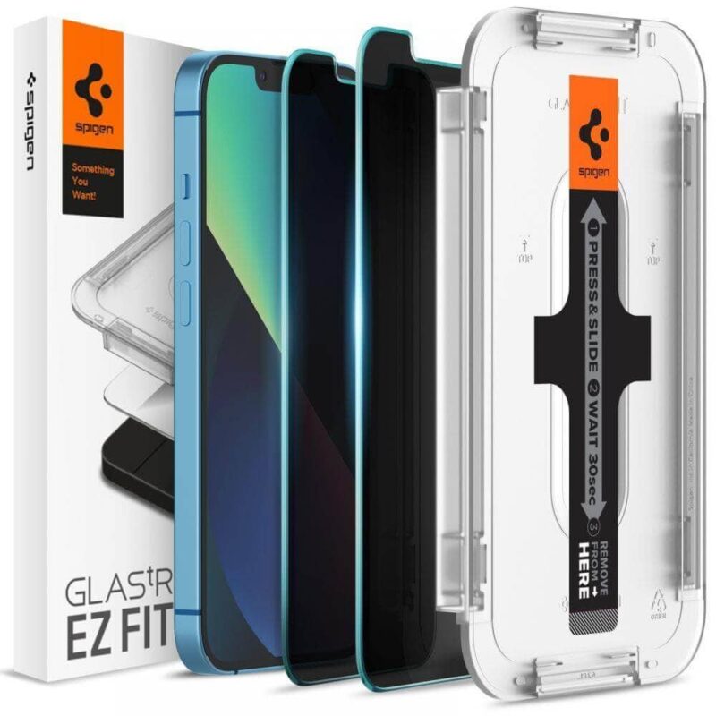 Протектор от закалено стъкло, Spigen Glass.Tr Ez Fit Privacy Tempered Glass, за Apple iPhone 13/13 Pro Намаления и отстъпки ЧеренПетък 3