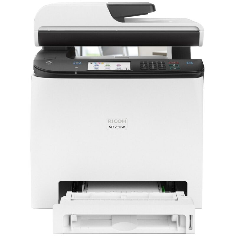 Мултифункционално лазерно устройство Ricoh M C251FW, цветно, принтер/копир/скенер/факс, 600 x 600 dpi, 25 стр/мин, WiFi, LAN, USB, A4 Намаления и отстъпки ЧеренПетък 2