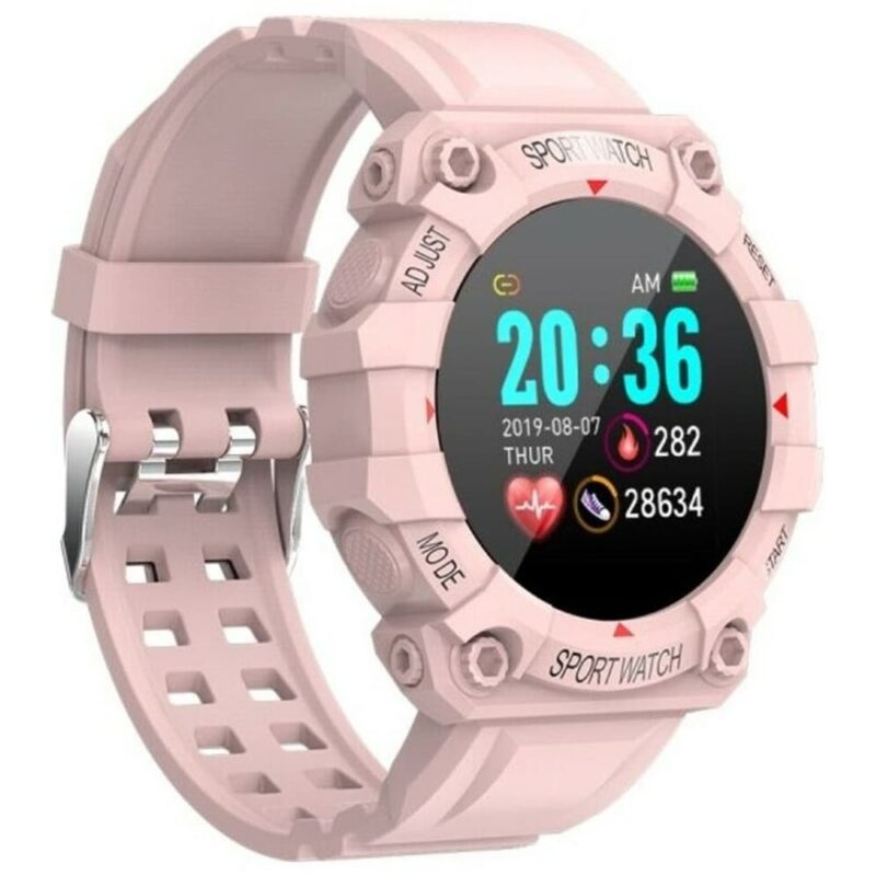 Смарт часовник, 1.31″(3.91 cm) цветен IPS дисплей, Bluetooth 4.2, водоустойчив IP67, едноточков тъч контрол, 150mAh батерия, розов Намаления и отстъпки ЧеренПетък 3