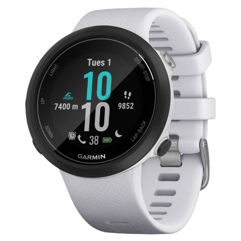 Смарт часовник Garmin Swim 2 Whitestone (010-02247-11), презназначен за плуване, 1.04″ (2.63 cm) трансфлективен MIP дисплей, пулсометър, режим плуване в басейн … Намаления и отстъпки ЧеренПетък 3