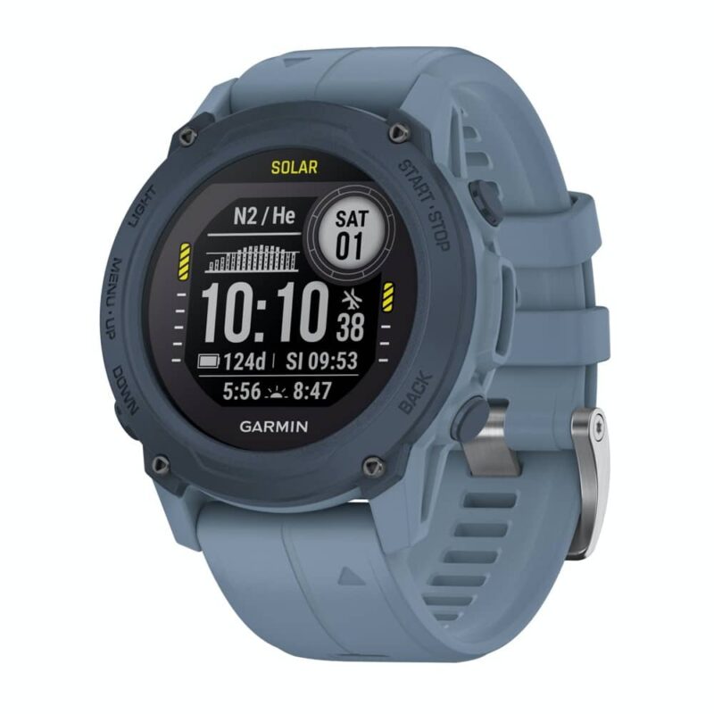 Смарт часовник Garmin Descent G1 Solar – Hurricane Blue (010-02604-13), 23 x 23 мм диаметър на MIP дисплея, Bluetooth Smart, ANT+, до 124 дни живот на батерията, гмуркане до 100m, GPS … Намаления и отстъпки ЧеренПетък 3