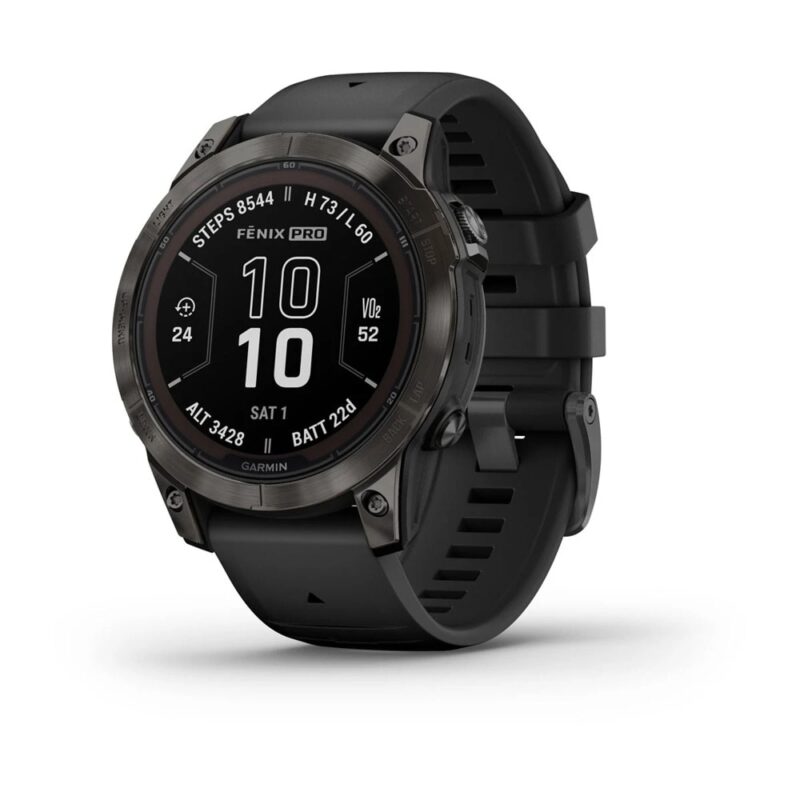 Смарт часовник Garmin fenix 7 Pro Sapphire Solar Edition, Carbon Grey DLC Titanium, 1.30″ (33.02 мм) Power Sapphire дисплей, 32GB, водоустойчивост, до 22 дни време на работа, соларно … Намаления и отстъпки ЧеренПетък 3