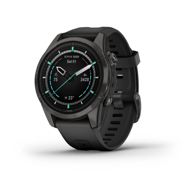 Смарт часовник Garmin epix Pro (Gen 2) Sapphire Edition, Carbon Grey DLC Titanium, 42 mm, 1.4″(35.56 mm) AMOLED дисплей, 32GB, водоустойчивост, до 31 дни време на работа, GPS, компас, Carbon … Намаления и отстъпки ЧеренПетък 3
