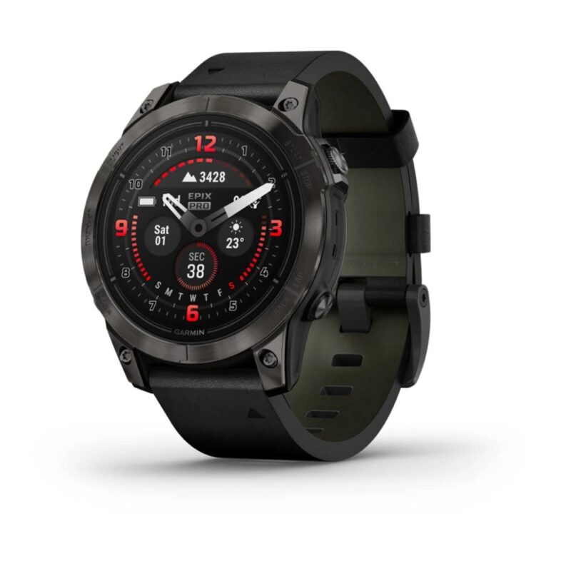 Смарт часовник Garmin epix Pro (Gen 2) Sapphire Edition, Carbon Grey DLC Titanium, 47 mm, 1.4″(35.56 mm) AMOLED дисплей, 32GB, водоустойчивост, до 31 дни време на работа, GPS, компас, Carbon … Намаления и отстъпки ЧеренПетък 3