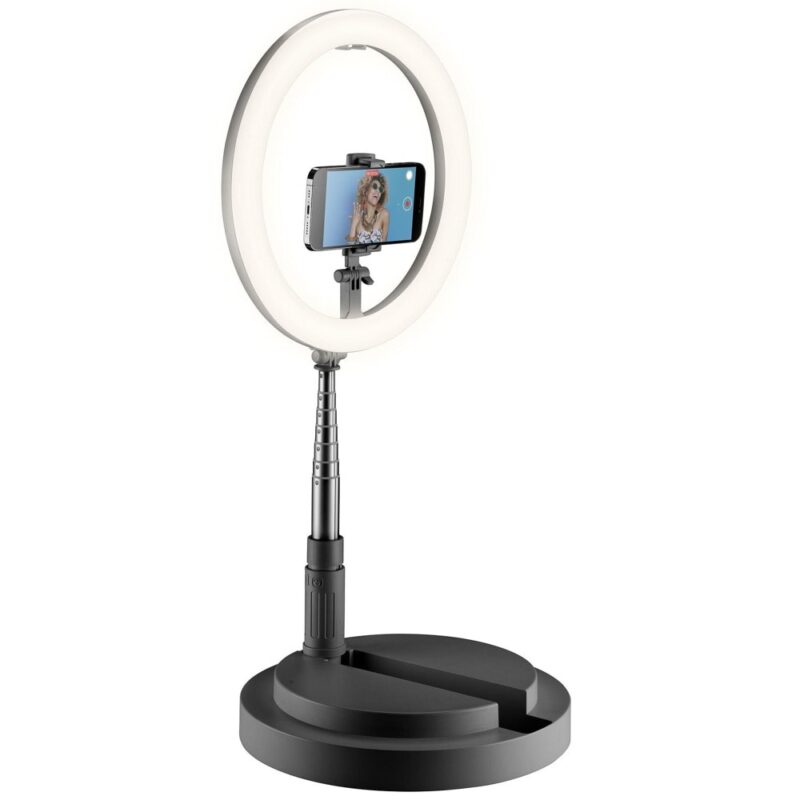 Стойка за селфи Cellularline Selfie Ring Compact, Bluetooth, 3 режима на осветление, черен Намаления и отстъпки ЧеренПетък 3